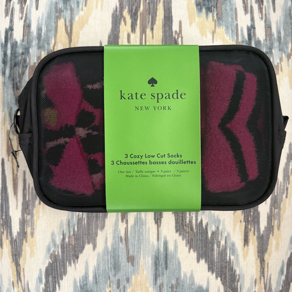 Kate Spade Pink and Black Sock Trio